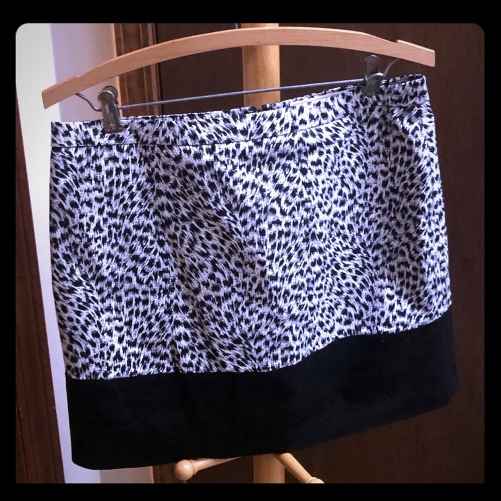 Michael Kors Black and White Animal Print Skirt